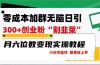 零成本加群日引300+创业粉割韭菜月六位数变现，简单无好上手！
