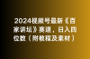 2024视频号最新《百家讲坛》赛道，日入四位数（附教程及素材）