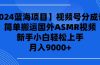 【2024蓝海项目】视频号分成计划，无脑搬运国外ASMR视频，新手小白轻松…