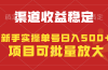 稳定持续型项目，单号稳定收入500+，新手小白都能轻松月入过万