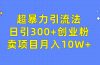 超暴力引流法，日引300+创业粉，卖项目月入10W+