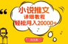 简单操作，月入20000+，详细教程！小说推文项目赚钱秘籍！