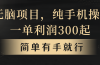 无脑项目，一单几百块，轻松月入5w+，看完就能直接操作