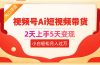 2天上手5天变现视频号Ai短视频带货0粉丝0基础小白轻松月入过万