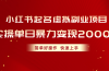小红书起名虚拟副业项目，实操单日暴力变现2000+，简单好操作，快速上手