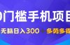 0门槛手机项目，无脑日入300+，多劳多得，有手就行