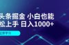 AI头条掘金 小白也能轻松上手 日入1000+