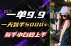 一单9.9，一天到手5000+，不挑人，小白当天上手，制作作品只需1分钟
