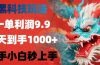 黑科技玩法，一单利润9.9,一天到手1000+，新手小白秒上手