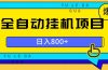 全自动挂机项目，一天的收益800+，操作也是十分的方便