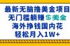 最新海外无脑撸美金项目，无门槛躺赚美金，海外挣钱国内花，月入一万加