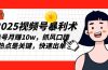 2025视频号暴利术，单号月赚10w，抓风口蹭热点是关键，快速出单