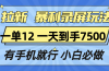拉新暴利录屏玩法，一单12块，一天到手7500，有手机就行