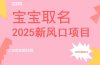 2025新风口项目宝宝取名，0成本高利润，附保姆级教程，月入过万不是梦