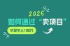 2025年如何通过“卖项目”实现年入100万