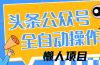懒人项目，多平台操作全自动运行，头条，公众号，下班实操5分钟日入500+