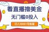 看直播撸美金2.0，无门槛0投入，单日可达1000+，可批量复制