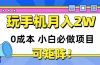玩玩手机月入20000+，0成本小白必做项目，可矩阵