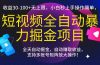 短视频全自动暴力掘金项目，收益30-100+无上限，小白秒上手，操作简单，..