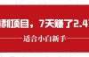 最新暴利项目，每单收益轻松在300以上，7天赚了2.4万