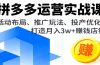 拼多多运营实战课，活动布局、推广玩法、投产优化，打造月入3w+赚钱店铺