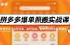 拼多多爆单照搬实战课,类目玩法、活动选择、避坑指南,新手小白快速出单赚钱