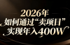 2026年如何通过“卖项目”实现年入百万