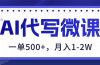 AI代写制作微课，一单500+，超暴力！2026年蓝海风口，永不失业副业！