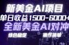 日赚1500-6000+，新美金 AI 对冲项目，合规稳定，小白易上手，创业副业优选，可复制放大