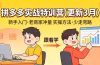 拼多多实战特训营(更新3月)：不管是新手入门或老商家冲量，都有实操方法，跟着学，少走弯路