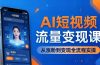 AI短视频流量变现课：一部手机玩转数字人克隆+爆款制作，从涨粉到变现全流程实操